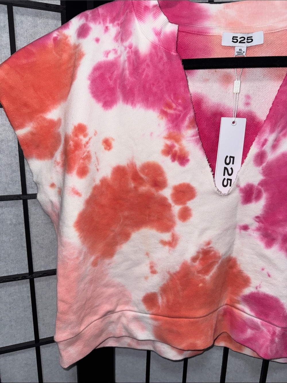 525 America Tie Dye Cropped Sweatshirt Top Pink Orange Size XL NWT - Picture 3 of 6